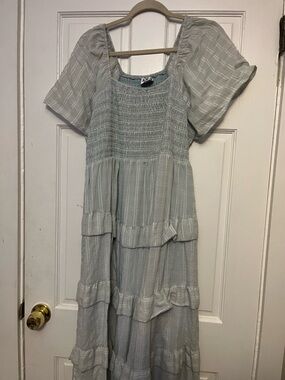 ARULA Light Blue Tiered Midi Dress